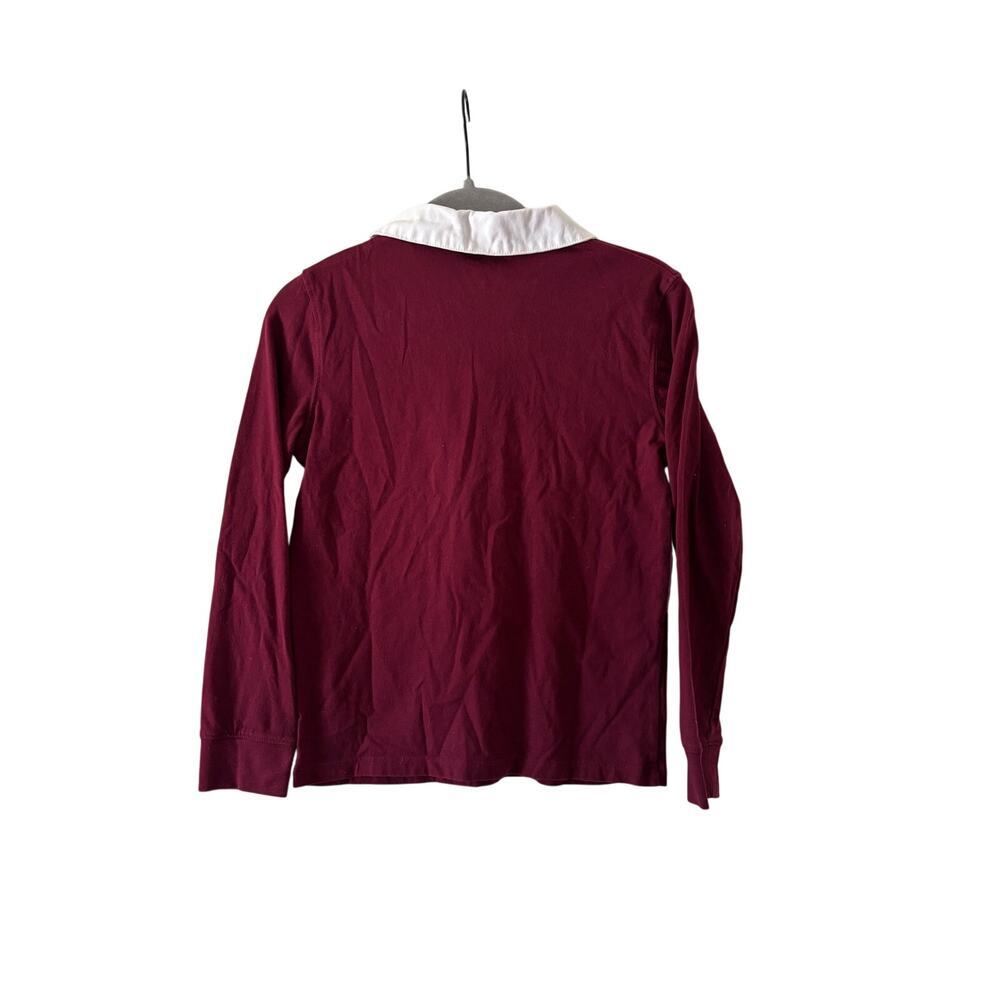 Cat & Jack Boys Rugby Polo Shirt Burgundy Colorblock Long Sleeve 100% Cotton - Picture 7 of 7